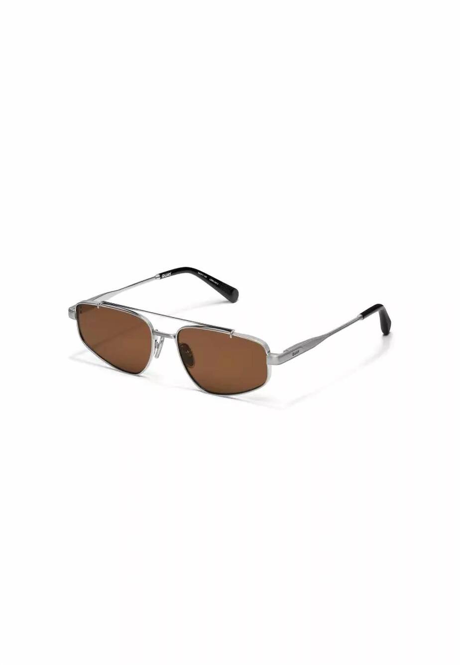 NEW QUAY pit stop sunglasses in brushed silver/brown